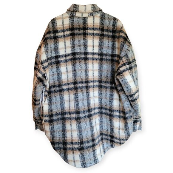 Good American Cabincore Lagenlook Shacket in Neutral Plaid NWT XS/S Cabincore - Picture 8 of 16